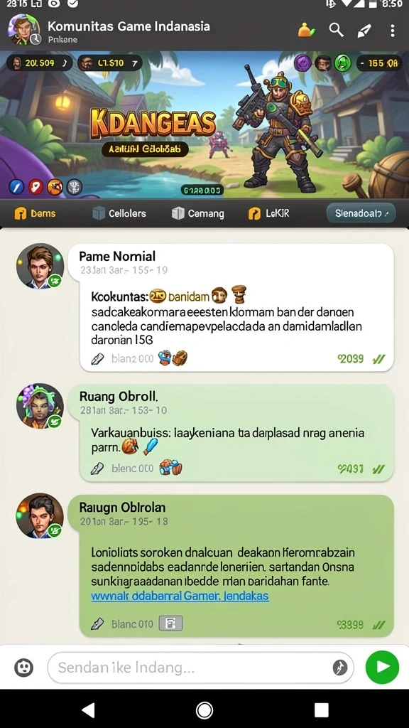 Fitur live chat untuk interaksi antarpemain.