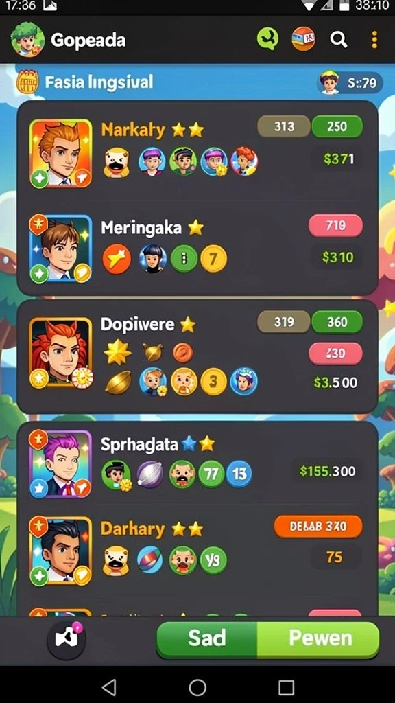 Fitur chat untuk berinteraksi dengan pemain lain.