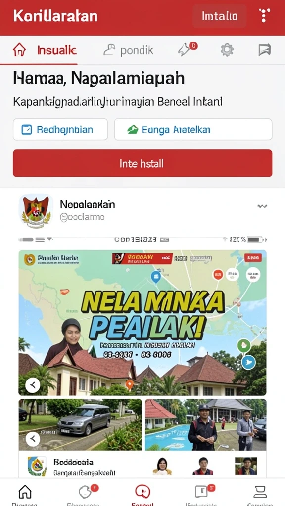 Tampilan grafis yang memukau pada layar utama.